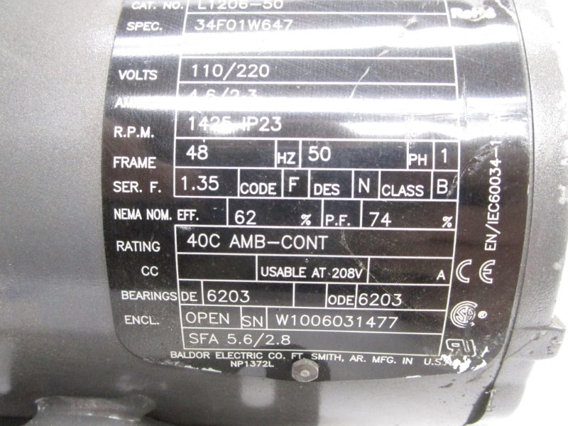 BALDOR L1206-50 110/120V 4.6/2.3A (AS PICTURED) NSNP