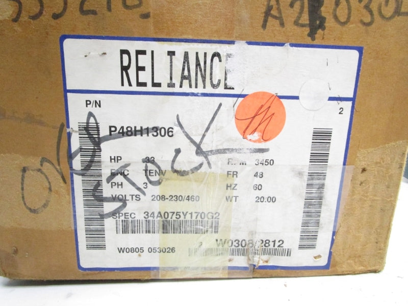 RELIANCE ELECTRIC P48H1306 208-230/460V 1.6-1.4/0.7A NSMP