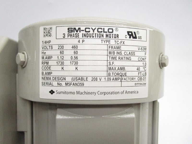 SUMITOMO ZNFM02-1180-25/UBAALA 230/460V 1.12/0.56A NSNP