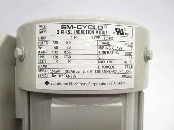 SUMITOMO ZNFM02-1180-25/UBAALA 230/460V 1.12/0.56A NSNP