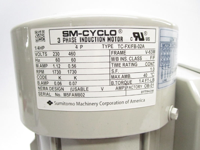 SUMITOMO RNHM02-30T-B-120/UBAARA TC-FX/FB-02A 230/460V 1.12/0.56A NSNP