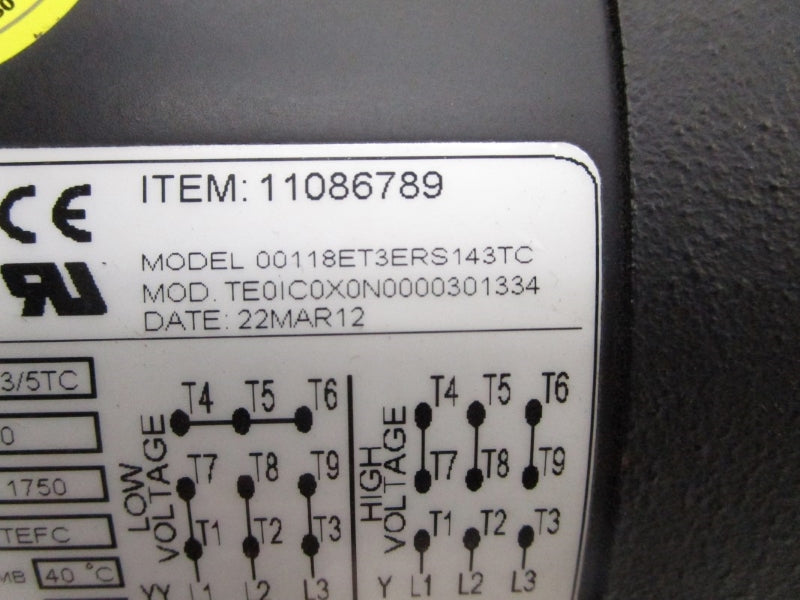 WEG 00118ET3ERS143TC 208-230/460V 3.10/1.55A NSNP