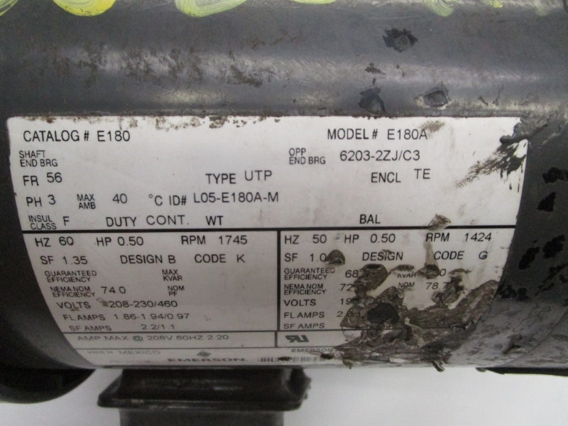 EMERSON E180 E180A 208-230/460V 1.86-1.94/0.97A UNMP