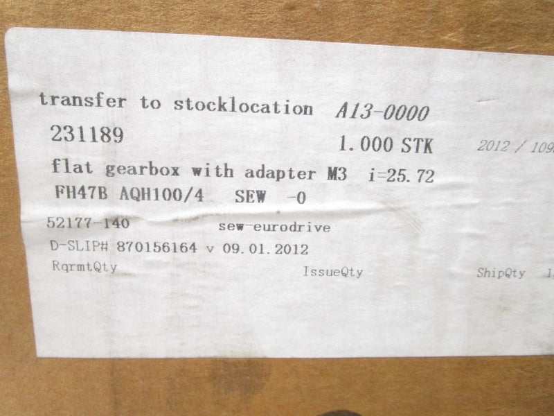 SEW EURODRIVE FH47BAQ100/4 NSMP