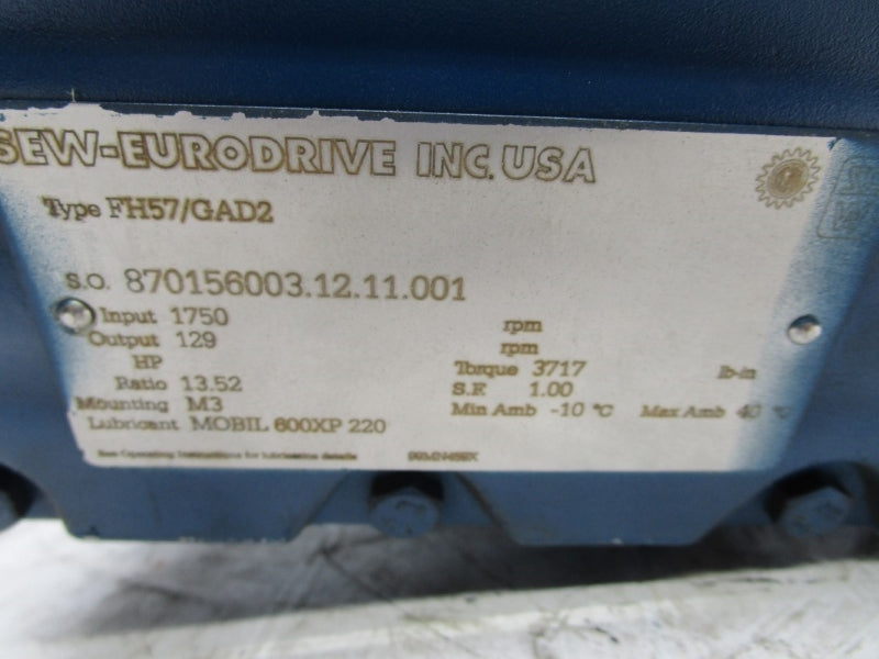 SEW EURODRIVE FH57/GAD2 UNMP