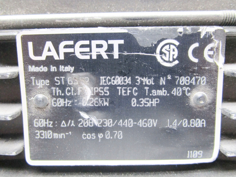 LAFERT ST63S2 208-230/440-460V 1.4/0.80A NSNP