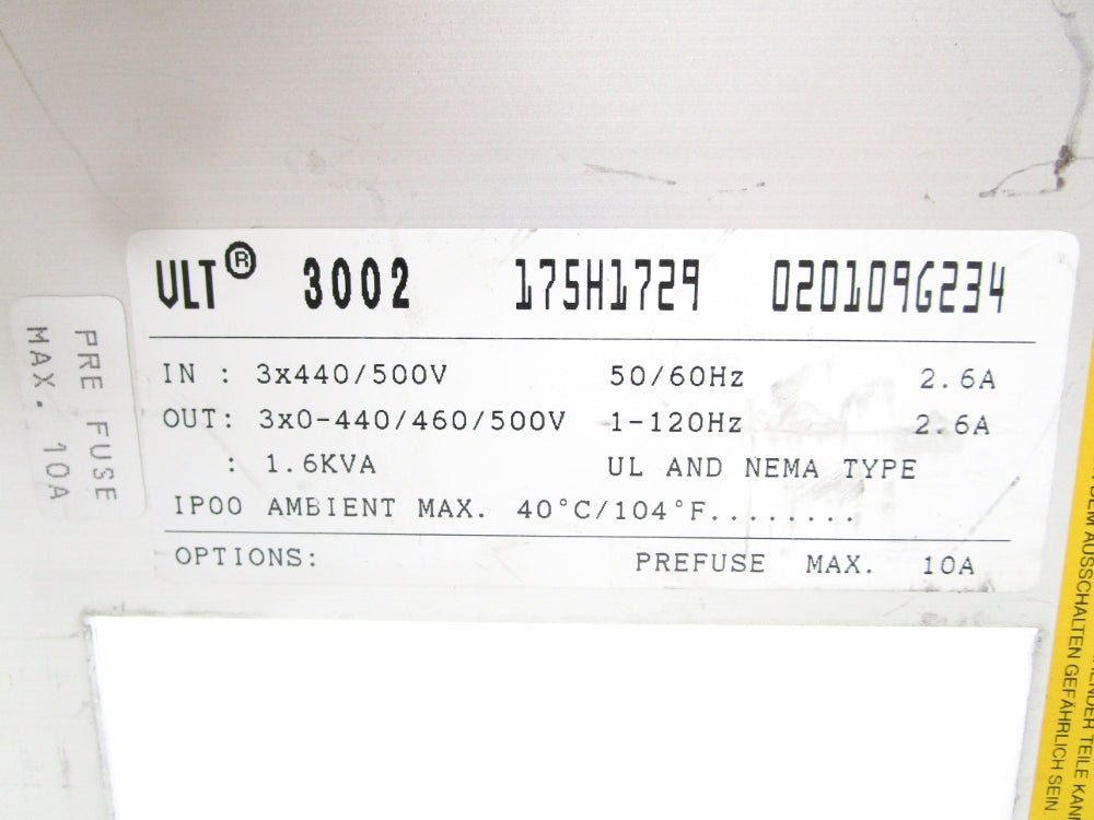 DANFOSS VLT3002 175H1729 UNMP