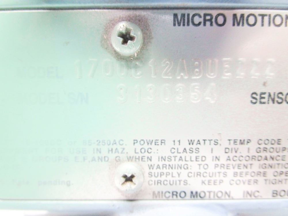 MICRO MOTION 1700C12ABUEZZZ UNMP