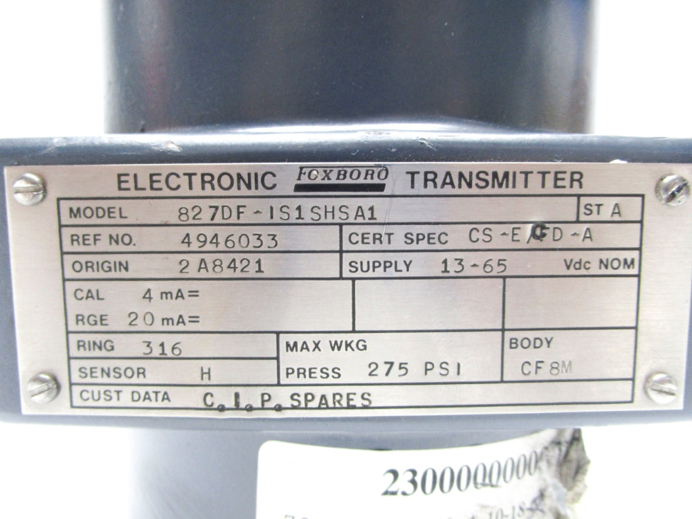 FOXBORO 827DF-IS1SHSA1 275PSI NSNP