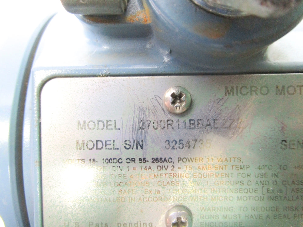 MICRO MOTION 2700R11BBAEZZZ UNMP