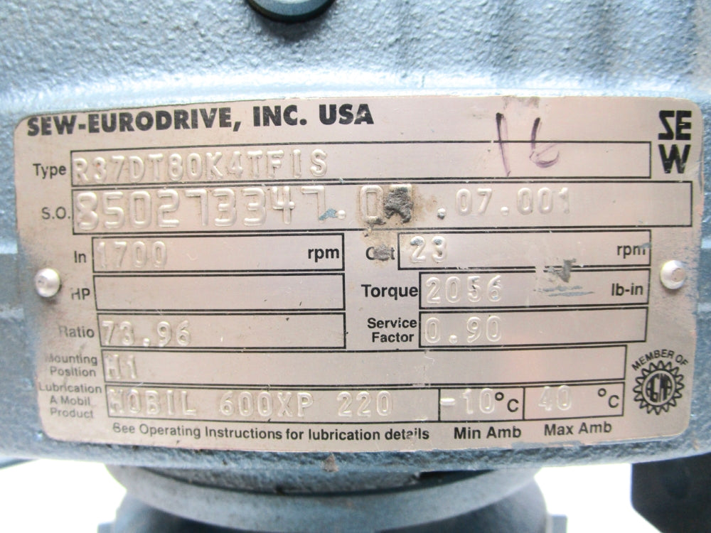 SEW-EURODRIVE R37DT80K4TFIS UNMP