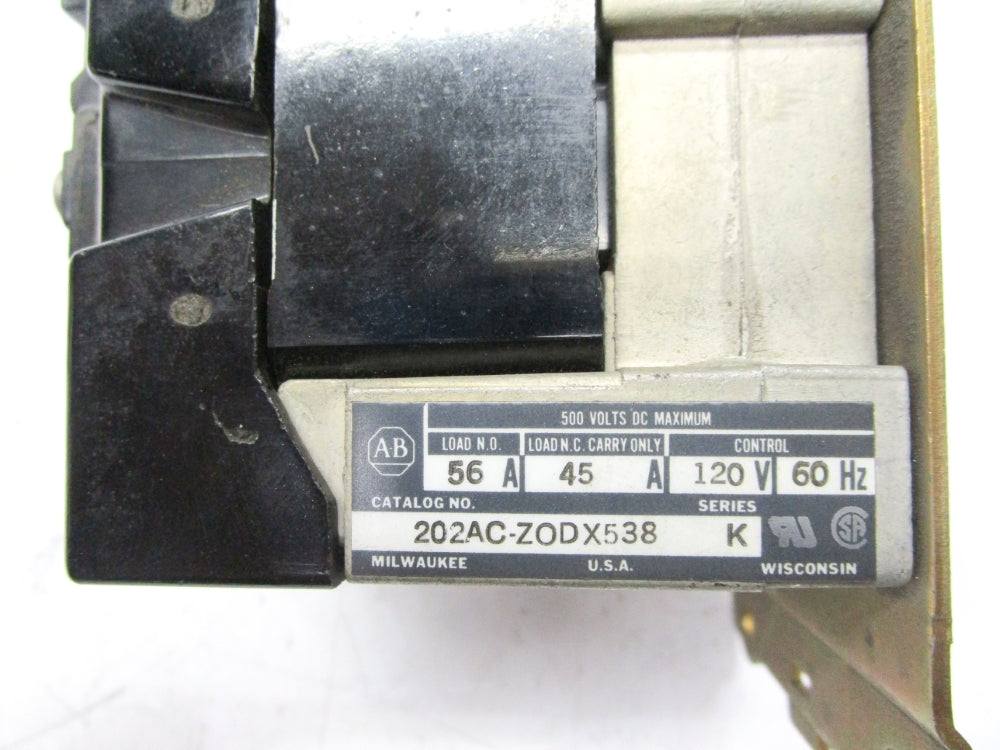 ALLEN BRADLEY 202AC-ZODX538 SER. K 120V 45-56A NSNP