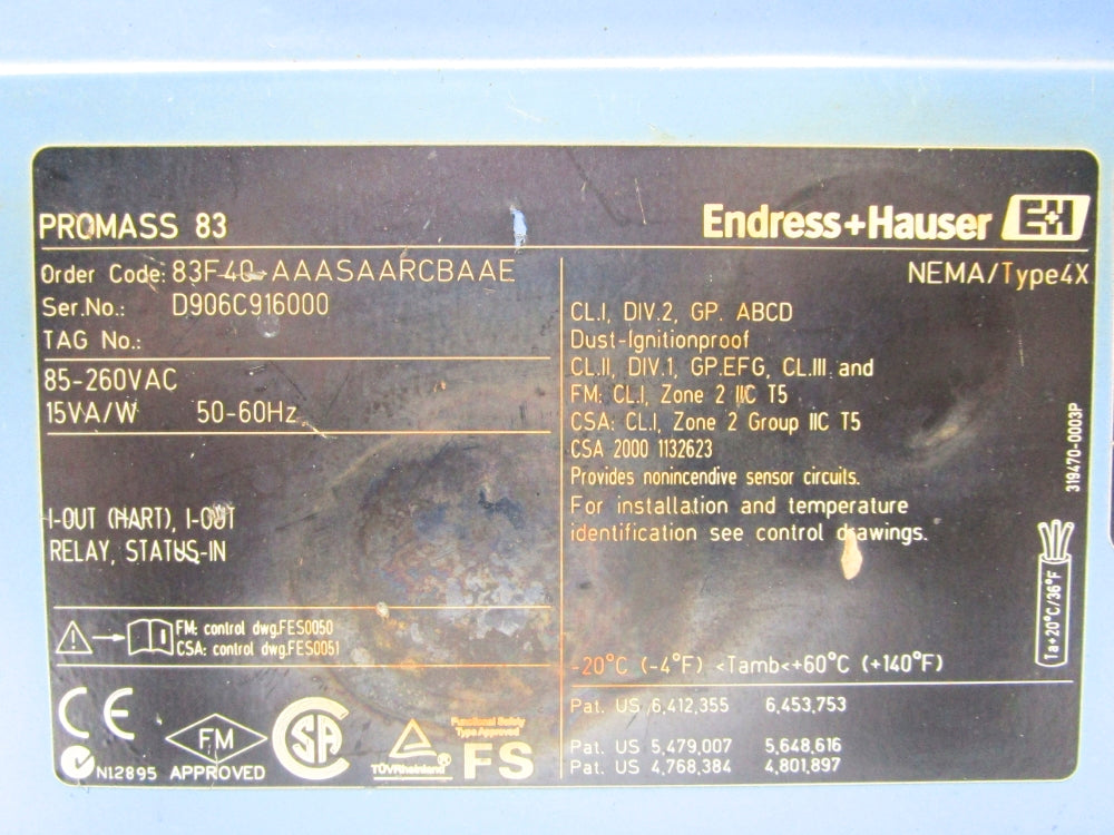 ENDRESS+HAUSER 83F40AAASAARCBAAE UNMP
