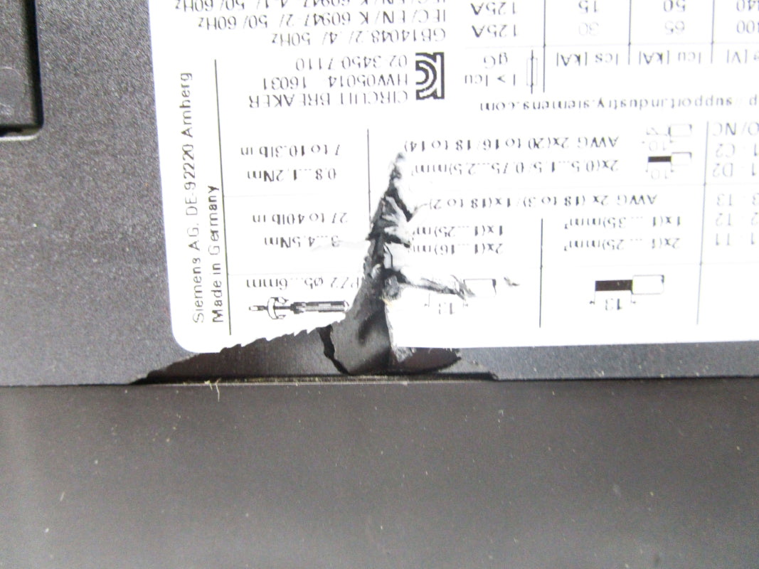 SIEMENS 3RV2031-4EA10 125A 600V (AS PICTURED) NSNP