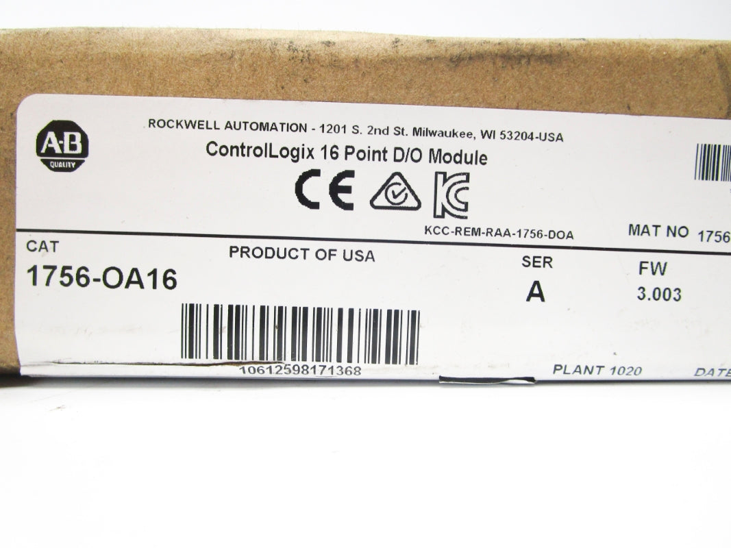 ALLEN BRADLEY 1756-OA16 SER. A F/W 3.003 DATE: 2014 NSFS
