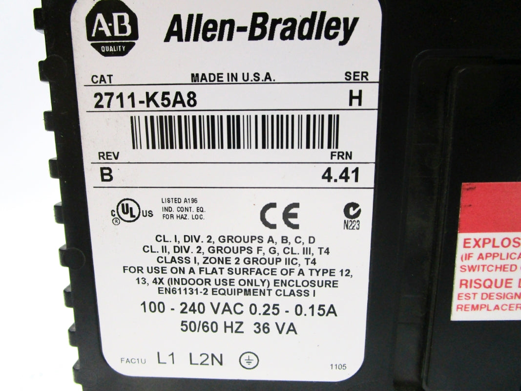 ALLEN BRADLEY 2711-K5A8 F/W 4.41 SER. H UNMP