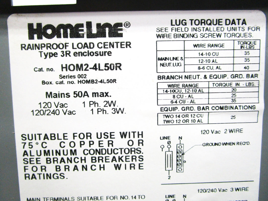 SQUARE D HOM2-4L50R SER. 002 UNMP