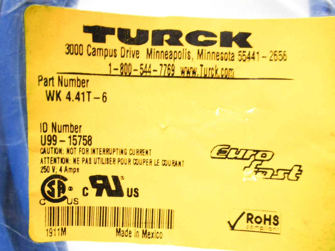 TURCK WK4.41T-6 U99-15758 250V 4A NSMP