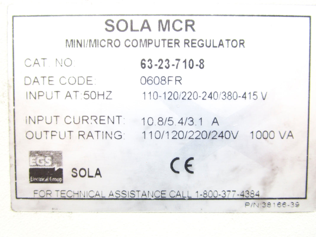 SOLA 63-23-710-8 415V 3.1A UNMP