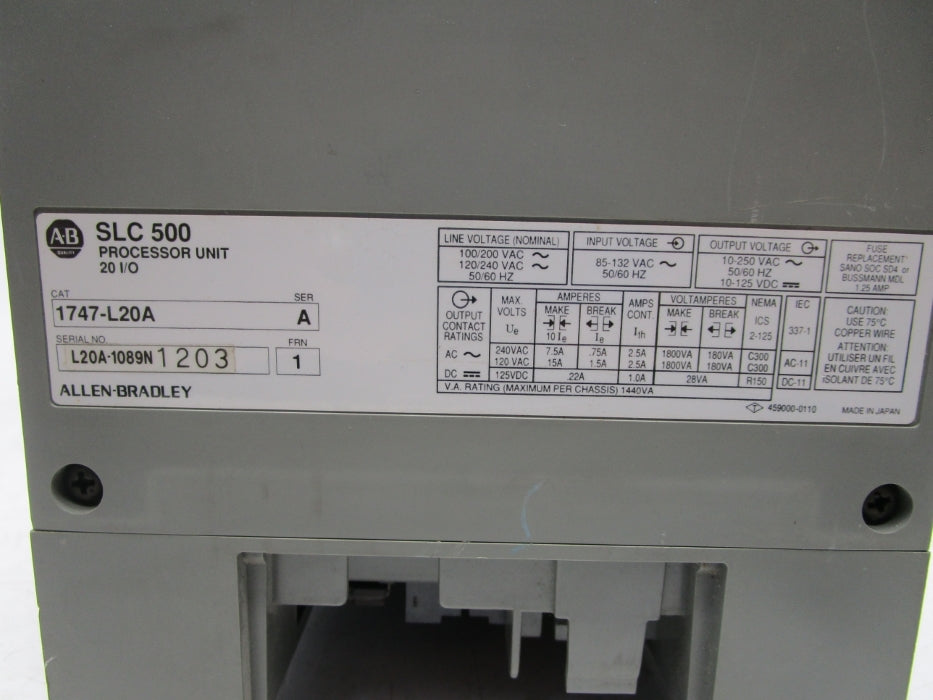 ALLEN BRADLEY 1747-L20A SER. A F/W 1 UNMP