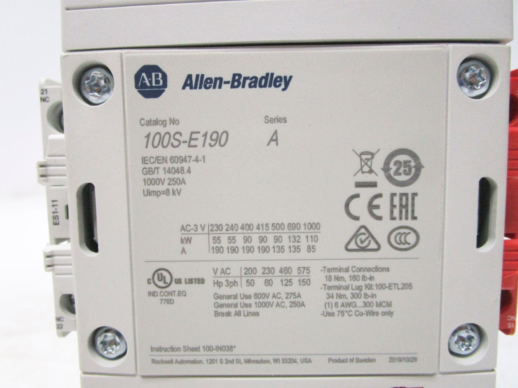 ALLEN BRADLEY 100S-E190KJ12C SER. A 24-60V NSMP