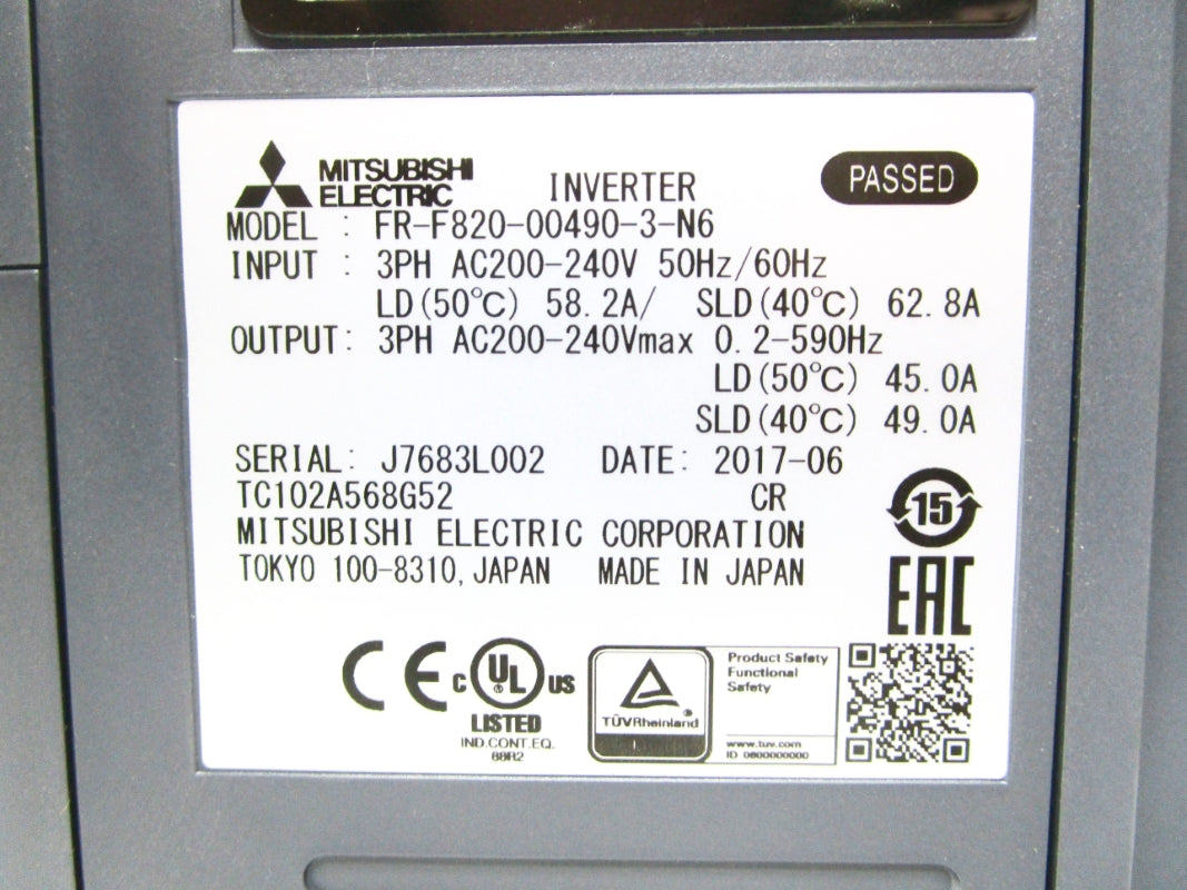 MITSUBISHI FR-F820-00490-3-N6 NSMP
