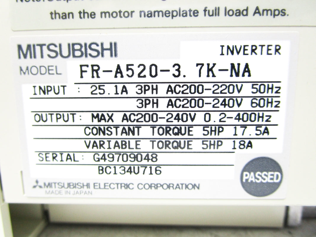 MITSUBISHI FR-A520-3.7K-NA NSNP