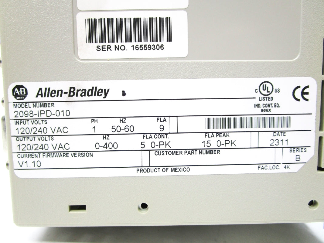 ALLEN BRADLEY 2098-IPD-010 SER. B F/W V1.10 NSMP