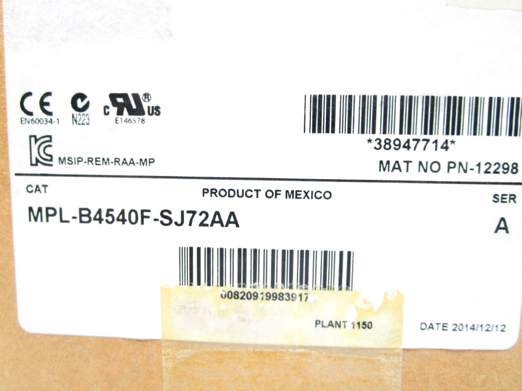 ALLEN BRADLEY MPL-B4540F-SJ72AA SER. A NSMP