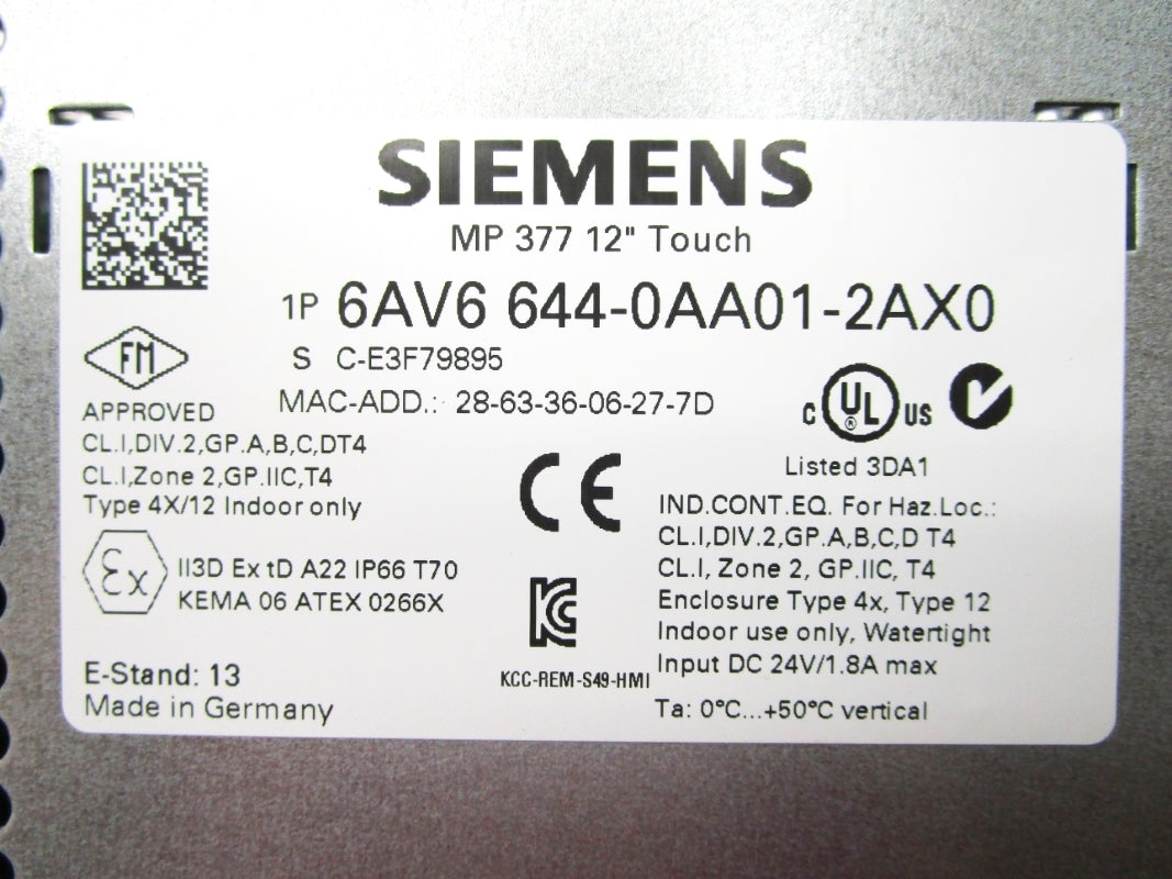 SIEMENS 6AV6644-0AA01-2AX0 24VDC 1.8A NSMP