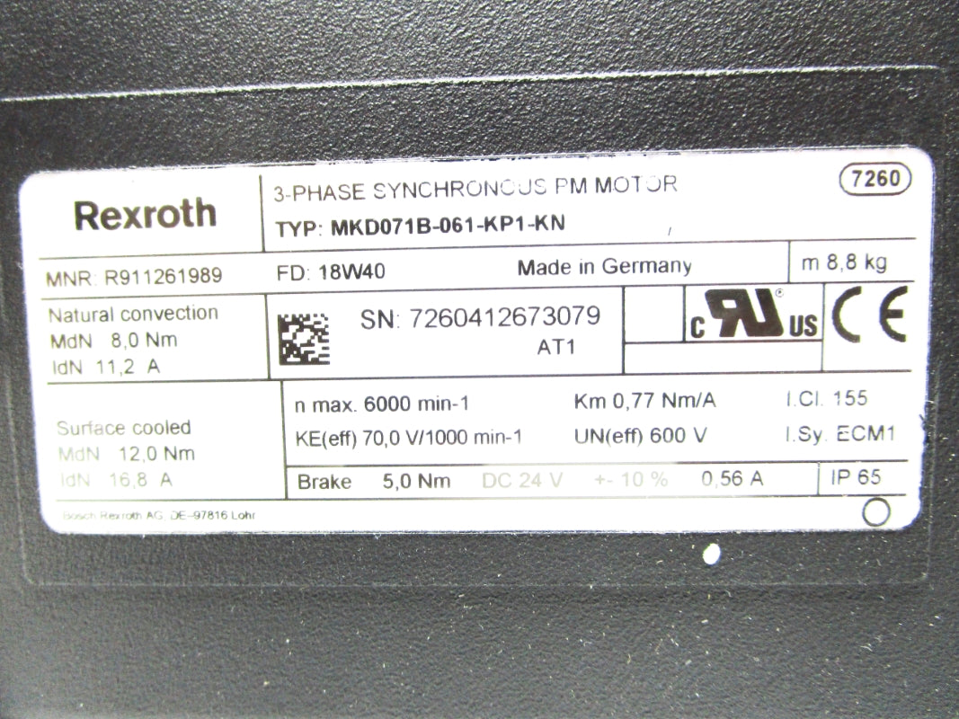 REXROTH MKD071B-061-KP1-KN R911261989 NSMP