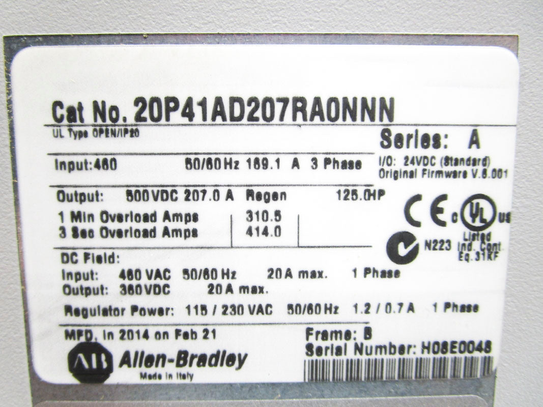 ALLEN BRADLEY 20P41AD207RA0NNN SER. A NSMP