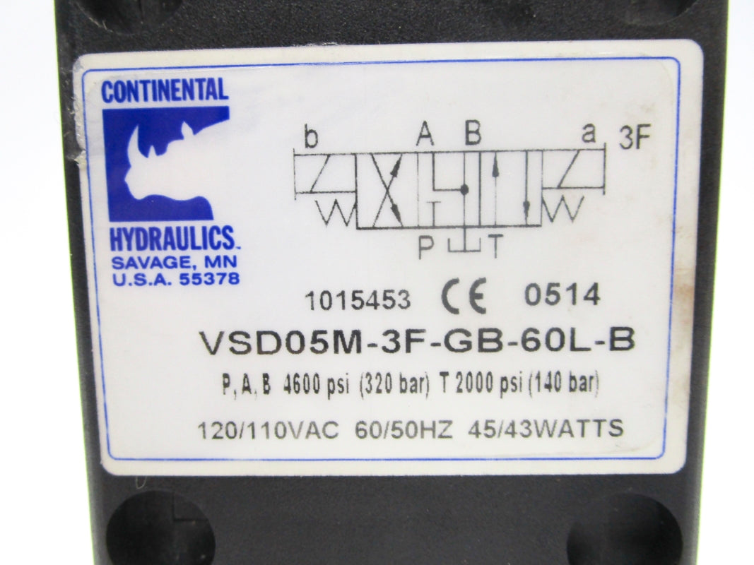 CONTINENTAL HYDRAULICS VSD05M-3F-GB-60L-B 120/110VAC 4600PSI NSNP