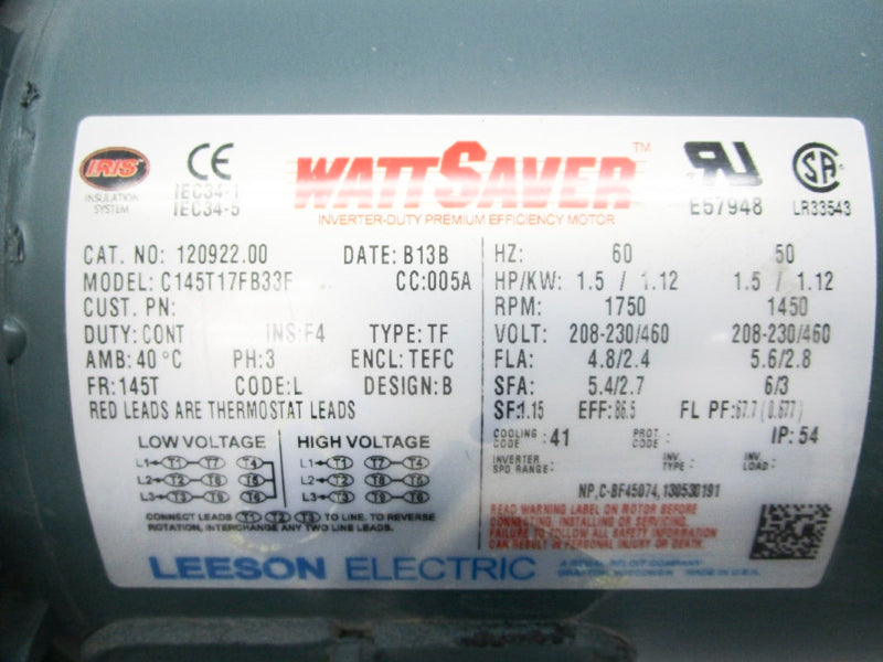 LEESON ELECTRIC 120922.00 C145T17FB33F 460V 5.6A NSNP
