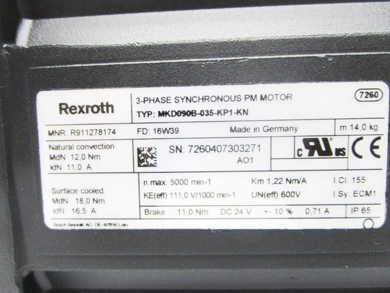 REXROTH MKD090B-035-KP1-KN R911278174 24V NSNP