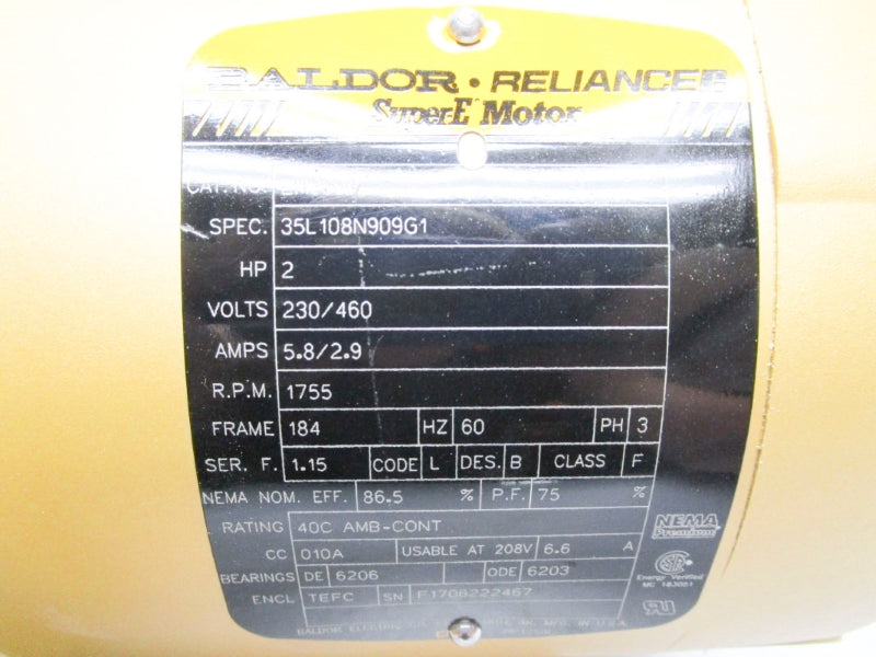 BALDOR EM3609 460V 2.9A NSNP