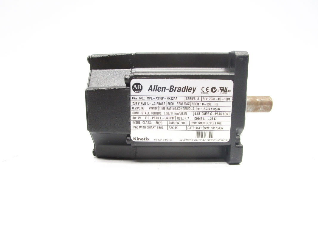 ALLEN BRADLEY MPL-A310P-HK22AA 7031-00-1201 SER. A 230V NSNP