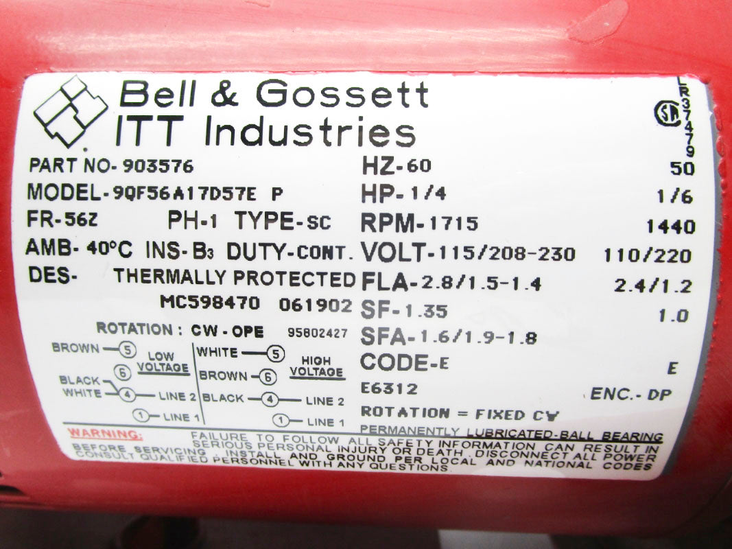 BELL & GOSSETT 9QF56A17D57EP 903576 230V NSNP