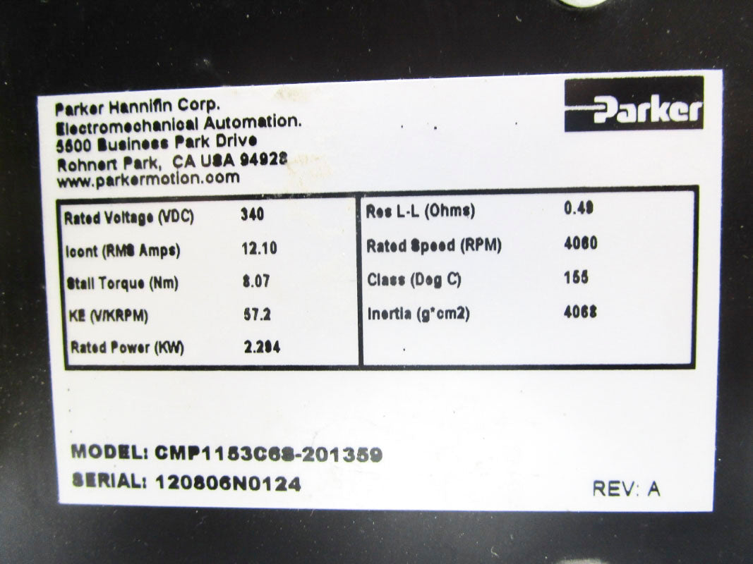 PARKER CMP1153C6S-201359 12.10A 340V NSNP