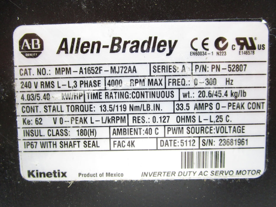 INDUSTRIAL SPARE PART MPM-A1652F-MJ72AA SER. A NSMP
