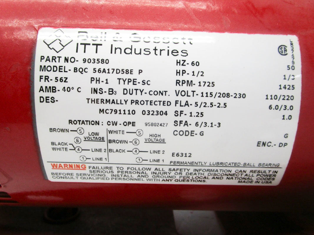 BELL & GOSSETT BQC56A17D58EP 903580 230V 6A NSNP
