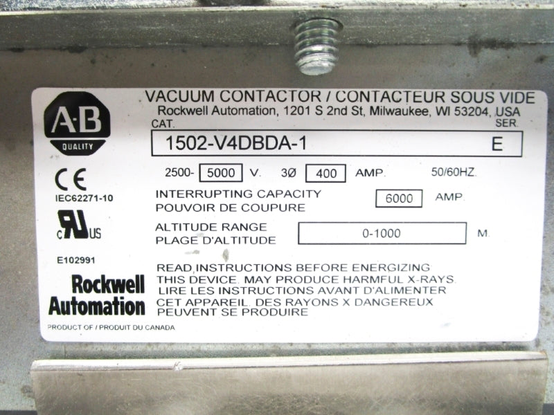 ALLEN BRADLEY 1502-V4DBDA1 SER. E 5000V 400A UNMP