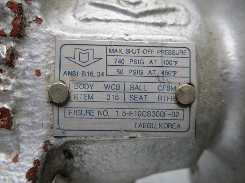VALVE 1.5-F10CS300F-02 50-740PSI UNMP