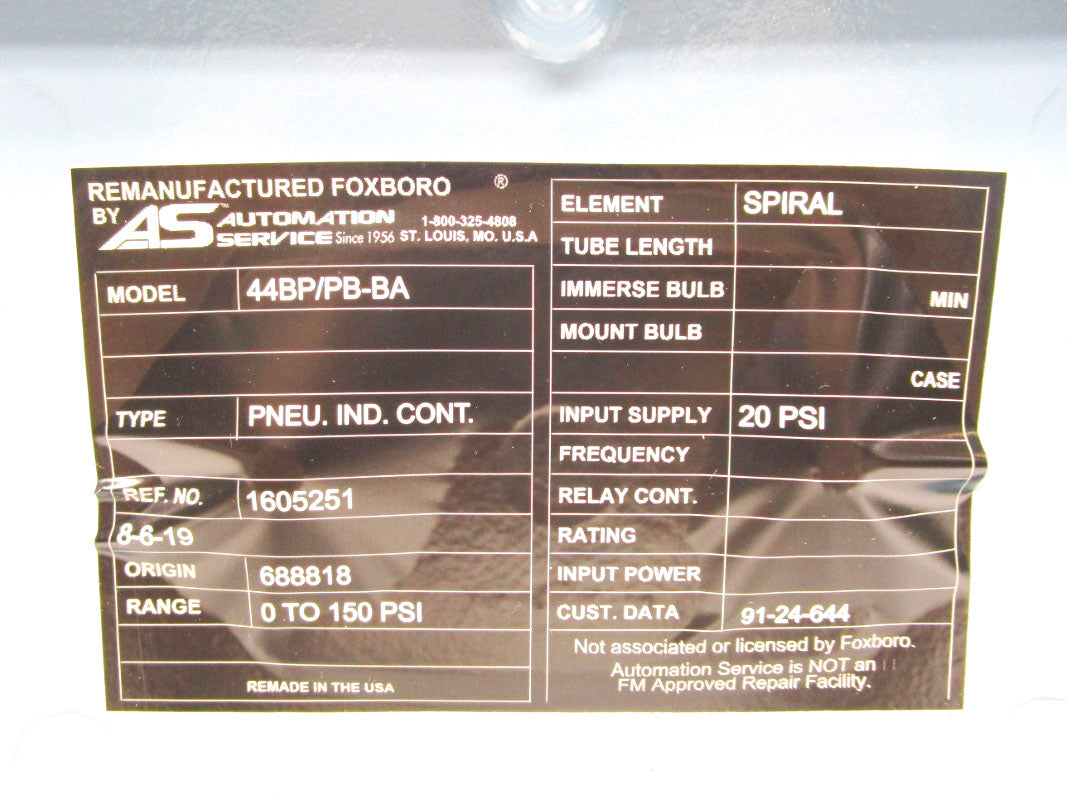 FOXBORO 44BP/BP-BA 0-150PSI REMAN