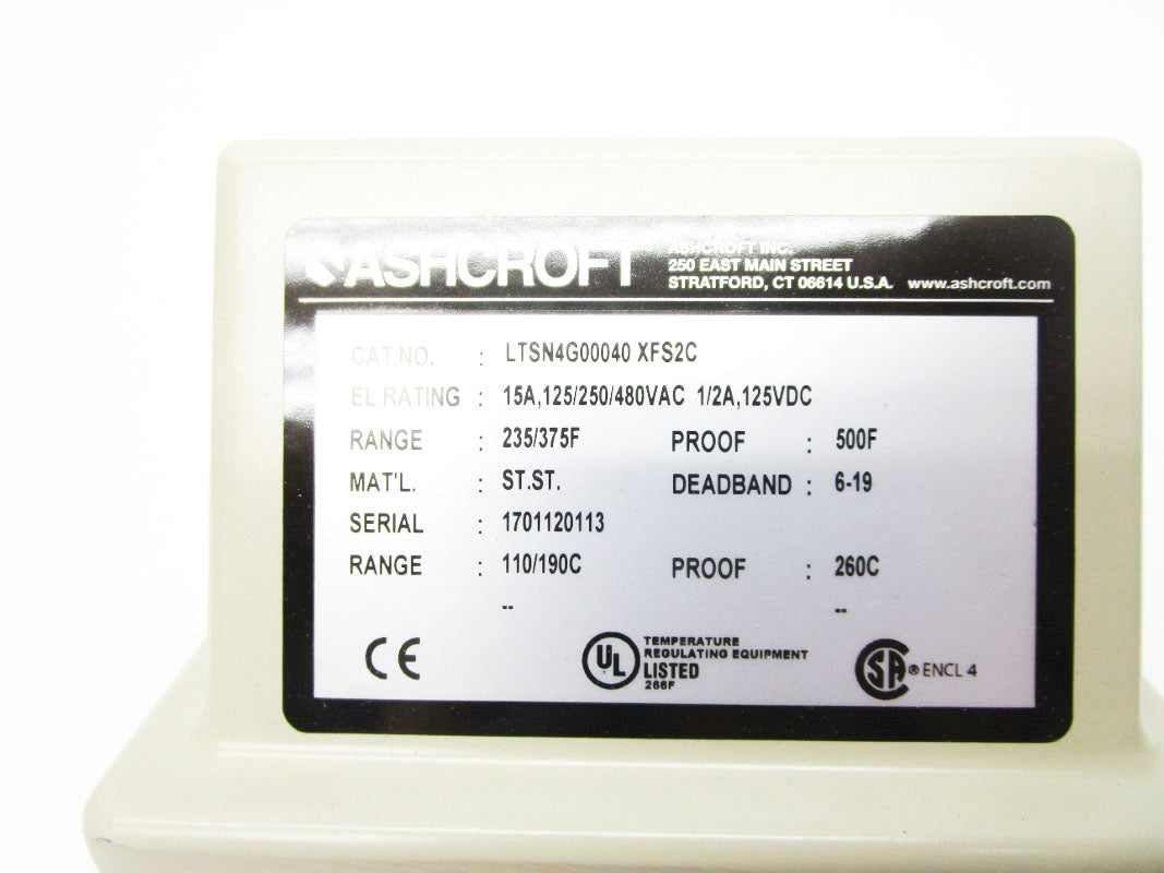 ASHCROFT LTSN4G00040 XFS2C 480VAC 15A 235-375F NSMP