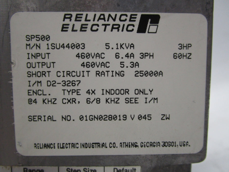RELIANCE ELECTRIC SP500 1SU44003 UNMP