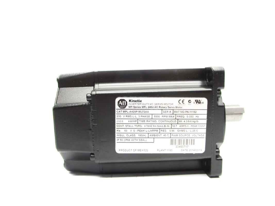 ALLEN BRADLEY MPL-A420P-MJ72AA SER. A 230V 12.7A NSNP