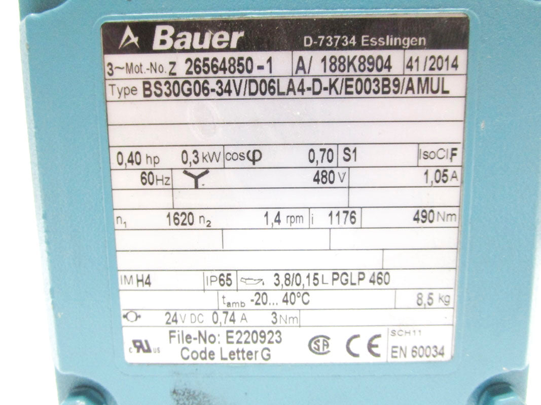 BAUER BS30G06-34V/D06LA4-D-K/E003B9/AMUL NSNP