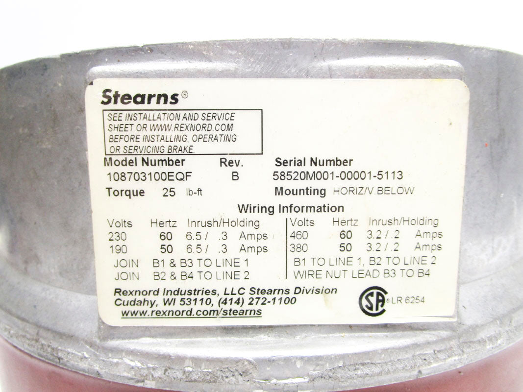 STEARNS 108703100EQF 460V .2A NSNP