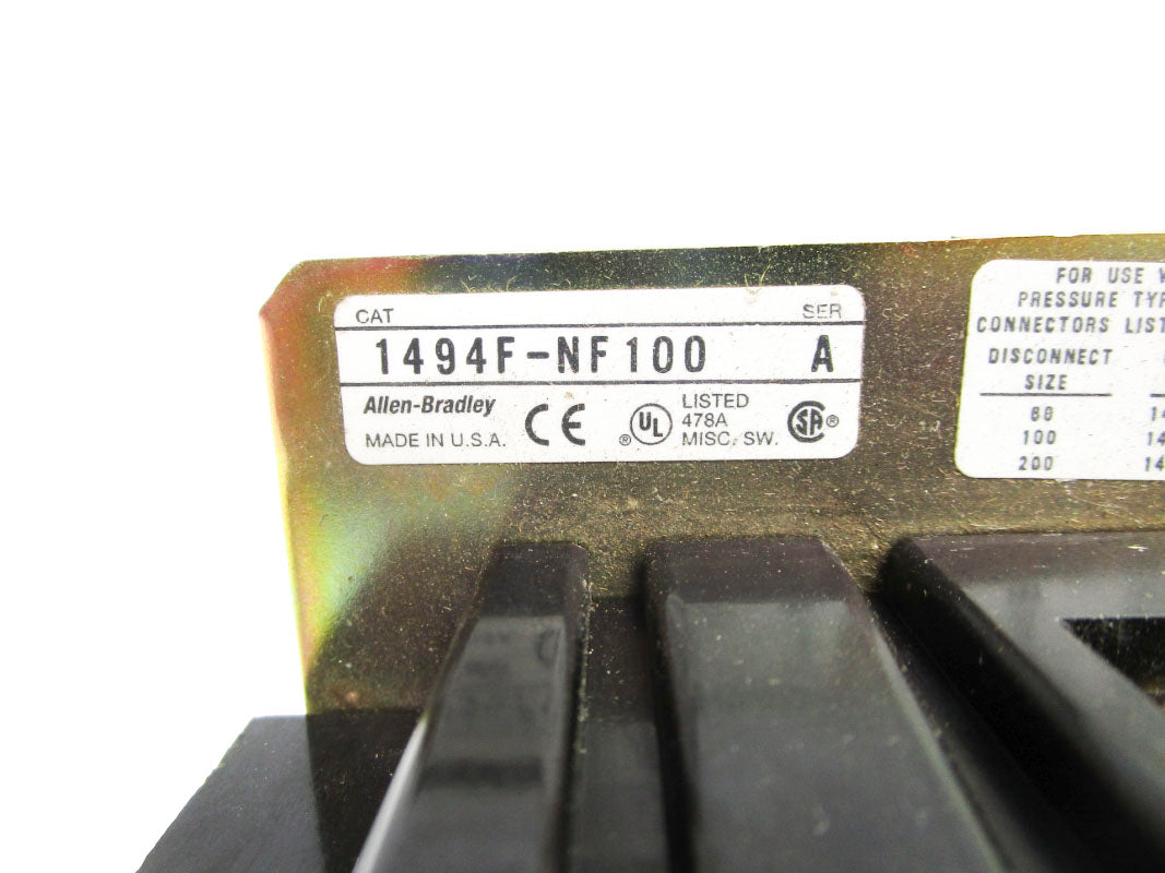 ALLEN BRADLEY 1494F-NF100 SER. A UNMP